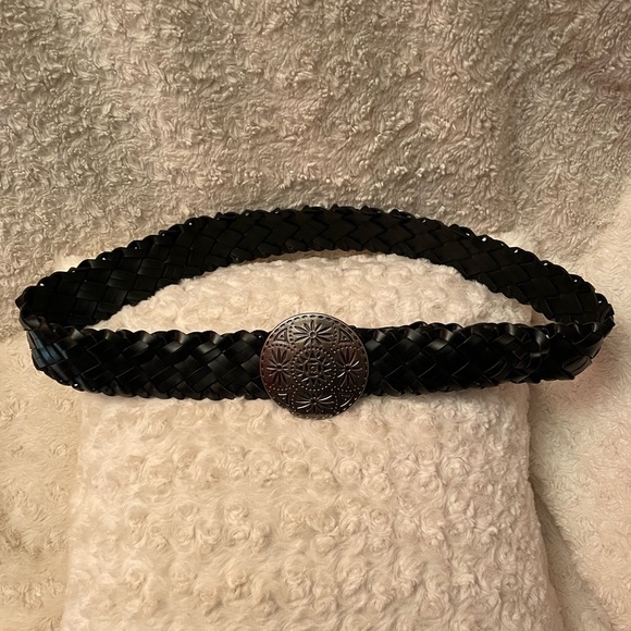 Faux Leather Woven Belt Black 2” W and 43” Total Length. See Full Description XL - Picture 3 of 6